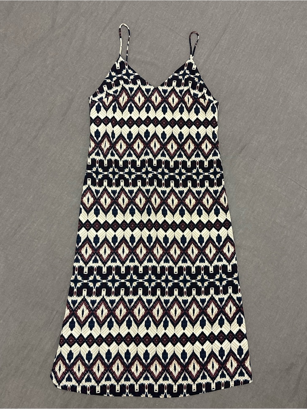 Lulu's Cream, Black & Brown Geometric Midi Slip Dress